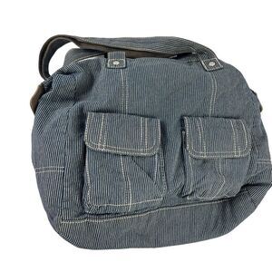 31 purses over size blue/white pin stripe (train engineer) shoulder bag purse